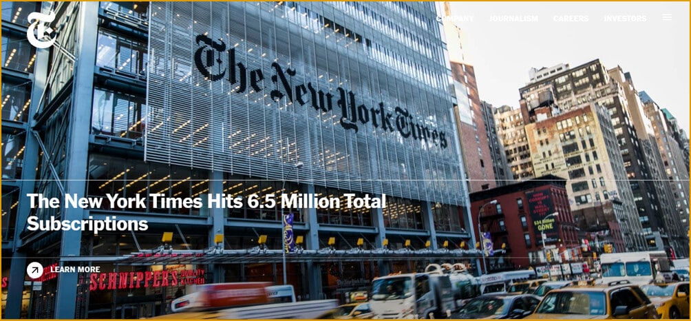 سایت کمپانی نیویورک تایمز طراحی شده با وردپرس