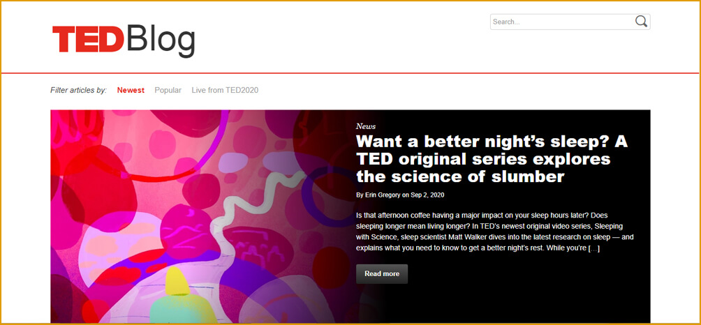 بلاگ TED طراحی شده با وردپرس