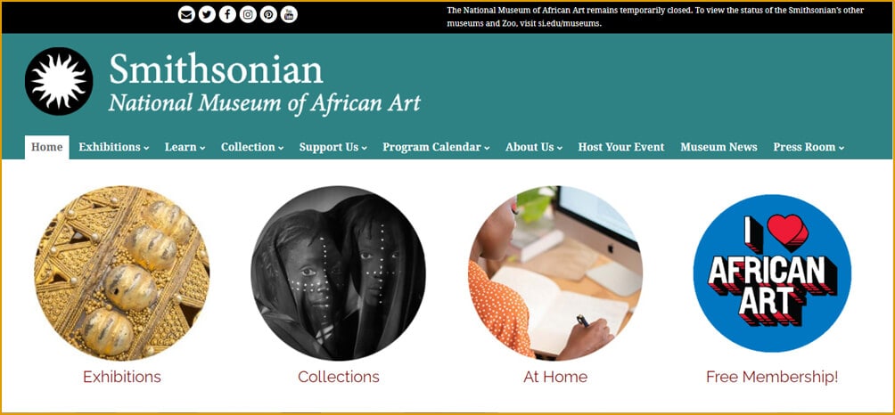 سایت موزه ملی هنر آفریقا اسمیتسونیان طراحی شده با وردپرس